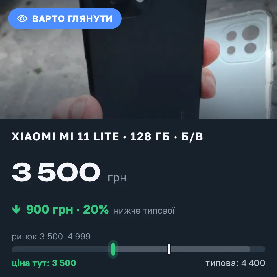 Знахідка Trofey: Xiaomi Mi 11 Lite 128 ГБ б/у за 3 500 грн — на 900 грн (−21%) нижче ринку. Запоріжжя, 12.09 19:59.